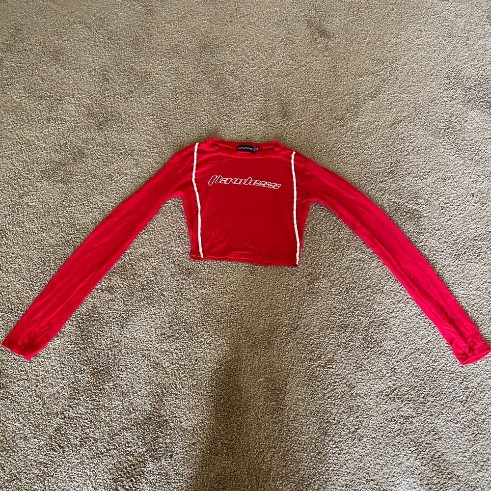 FLAWLESS red long sleeve crop top